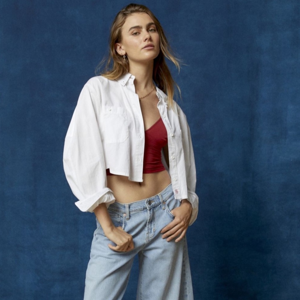 BDG Corey Cropped Button-Down Shirt NWT - Picture 3 of 9